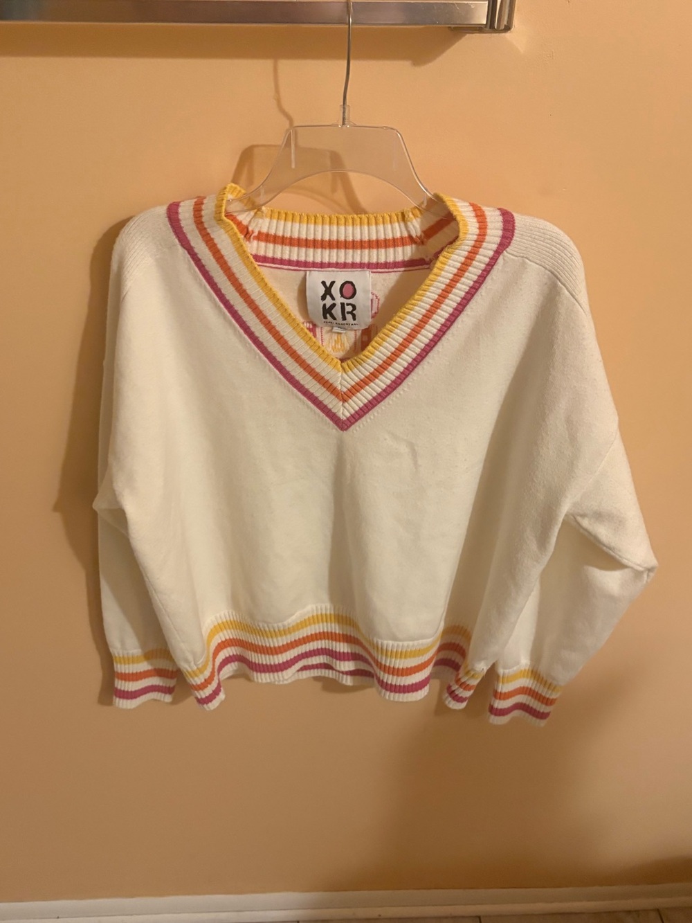 Kerri Rosenthal white v-neck Get Happy Sweater